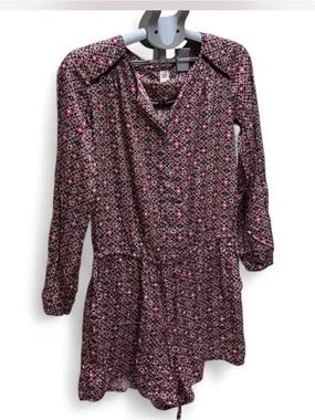 GAP Women's Floral-Geometric Knit Tee in Black, White & Pink